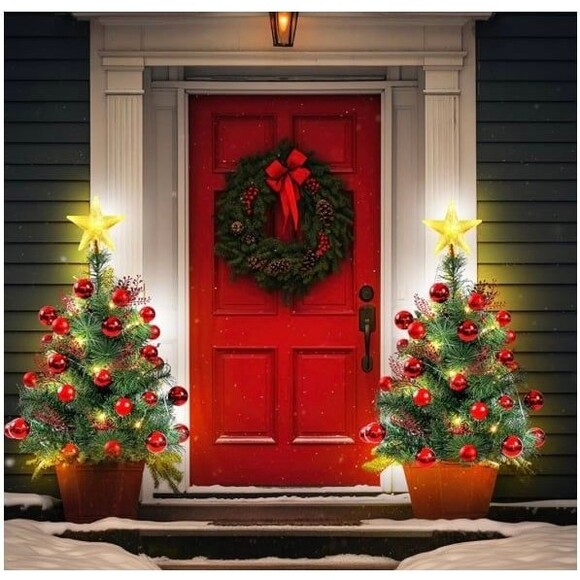 4 Pack 30” Christmas Tree Planter Holliday Insert USB Pre Lit Artificial NEW R5 - Picture 3 of 7